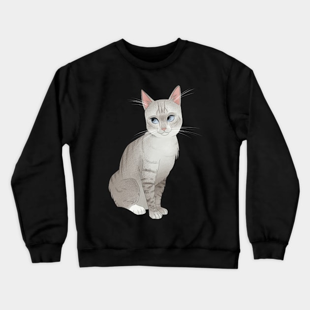 Gray Siamese Cat Crewneck Sweatshirt by PastelShark